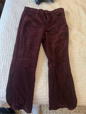 LOFT Women's Wide-Leg Corduroy Jeans in Deep Burgundy